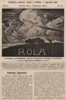 Rola : tygodnik ilustrowany : organ Polskiego Związku Rolników. 1908, nr 40