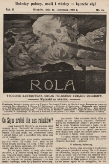 Rola : tygodnik ilustrowany : organ Polskiego Związku Rolników. 1908, nr 46