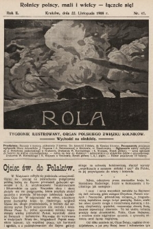 Rola : tygodnik ilustrowany : organ Polskiego Związku Rolników. 1908, nr 47