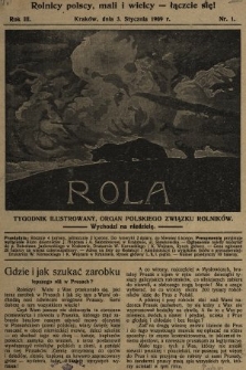 Rola : tygodnik ilustrowany : organ Polskiego Związku Rolników. 1909, nr 1