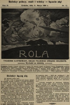 Rola : tygodnik ilustrowany : organ Polskiego Związku Rolników. 1909, nr 12