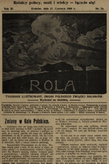 Rola : tygodnik ilustrowany : organ Polskiego Związku Rolników. 1909, nr 26