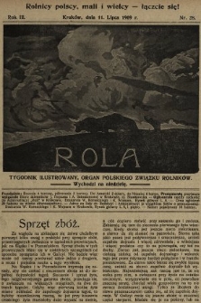 Rola : tygodnik ilustrowany : organ Polskiego Związku Rolników. 1909, nr 28