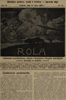 Rola : tygodnik ilustrowany : organ Polskiego Związku Rolników. 1909, nr 29