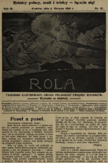 Rola : tygodnik ilustrowany : organ Polskiego Związku Rolników. 1909, nr 32