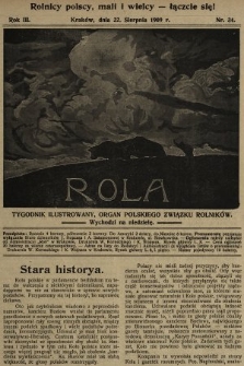 Rola : tygodnik ilustrowany : organ Polskiego Związku Rolników. 1909, nr 34