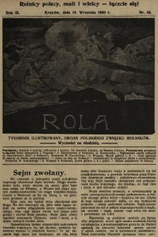 Rola : tygodnik ilustrowany : organ Polskiego Związku Rolników. 1909, nr 38