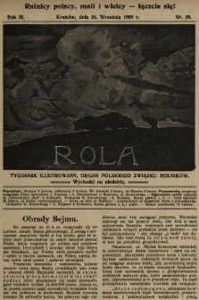 Rola : tygodnik ilustrowany : organ Polskiego Związku Rolników. 1909, nr 39