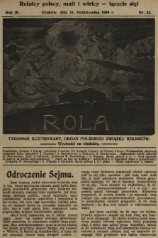 Rola : tygodnik ilustrowany : organ Polskiego Związku Rolników. 1909, nr 43