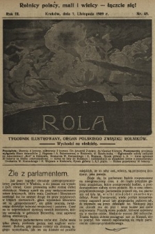 Rola : tygodnik ilustrowany : organ Polskiego Związku Rolników. 1909, nr 45