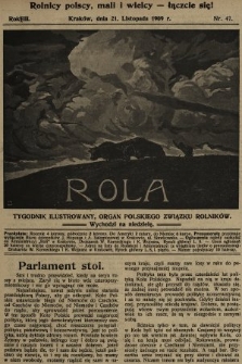Rola : tygodnik ilustrowany : organ Polskiego Związku Rolników. 1909, nr 47