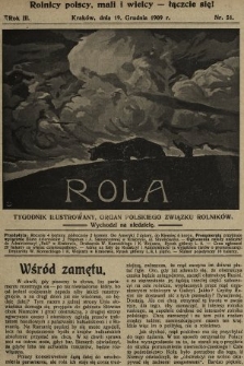 Rola : tygodnik ilustrowany : organ Polskiego Związku Rolników. 1909, nr 51