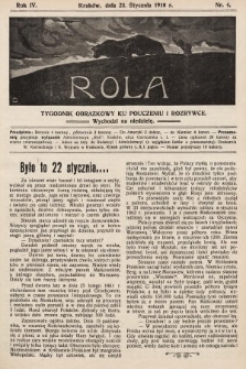 Rola : tygodnik obrazkowy ku pouczeniu i rozrywce. 1910, nr 4