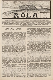 Rola : tygodnik obrazkowy na niedzielę ku pouczeniu i rozrywce. 1910, nr 14