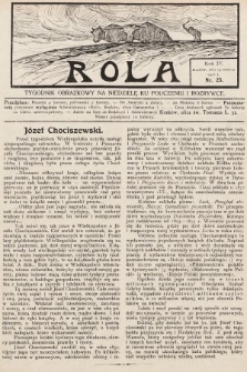 Rola : tygodnik obrazkowy na niedzielę ku pouczeniu i rozrywce. 1910, nr 25