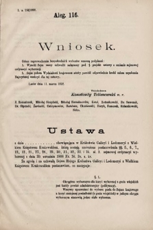 [Kadencja VI, sesja III, al. 116] Alegata do Sprawozdań Stenograficznych z Trzeciej Sesyi Szóstego Peryodu Sejmu Krajowego Królestwa Galicyi i Lodomeryi wraz z Wielkiem Księstwem Krakowskiem z roku 1892. Alegat 116