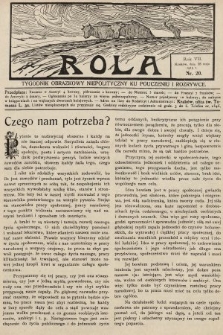 Rola : tygodnik obrazkowy niepolityczny ku pouczeniu i rozrywce. 1913, nr 20