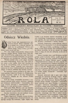 Rola : tygodnik obrazkowy niepolityczny ku pouczeniu i rozrywce. 1913, nr 37