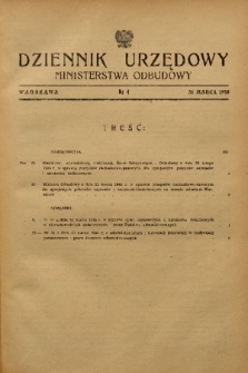 Dziennik Urzędowy Ministerstwa Odbudowy. 1948, nr 4