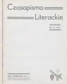Czasopismo Literackie : organ Grupy Literacko-Artystycznej Lit-Ars w Czestochowie. 1936, nr 4-5
