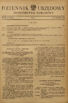 Dziennik Urzędowy Ministerstwa Odbudowy. 1949, nr 2