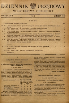 Dziennik Urzędowy Ministerstwa Odbudowy. 1949, nr 3