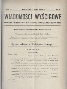 Wiadomości Wyścigowe : organ urzędowy do spraw wyścigów konnych. 1928, nr 9