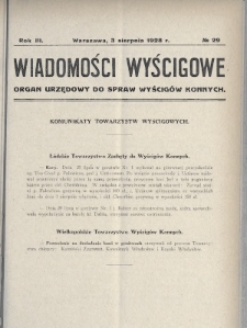 Wiadomości Wyścigowe : organ urzędowy do spraw wyścigów konnych. 1928, nr 29