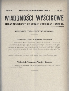 Wiadomości Wyścigowe : organ urzędowy do spraw wyścigów konnych. 1928, nr 42