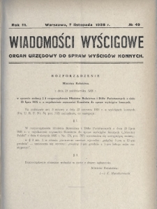 Wiadomości Wyścigowe : organ urzędowy do spraw wyścigów konnych. 1928, nr 49
