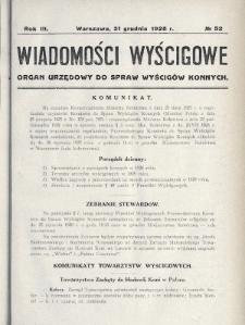 Wiadomości Wyścigowe : organ urzędowy do spraw wyścigów konnych. 1928, nr 52