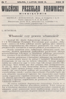 Wileński Przegląd Prawniczy. R. 10, 1939, nr 7