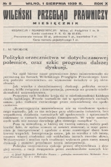 Wileński Przegląd Prawniczy. 1939, nr 8