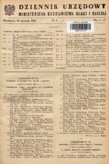 Dziennik Urzędowy Ministerstwa Budownictwa Miast i Osiedli. 1952, nr 1