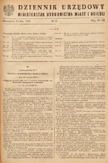 Dziennik Urzędowy Ministerstwa Budownictwa Miast i Osiedli. 1952, nr 2