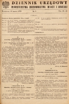 Dziennik Urzędowy Ministerstwa Budownictwa Miast i Osiedli. 1952, nr 4