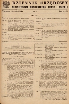 Dziennik Urzędowy Ministerstwa Budownictwa Miast i Osiedli. 1952, nr 5