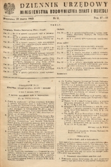Dziennik Urzędowy Ministerstwa Budownictwa Miast i Osiedli. 1953, nr 2