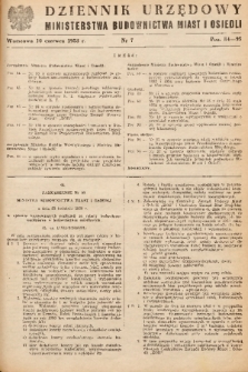 Dziennik Urzędowy Ministerstwa Budownictwa Miast i Osiedli. 1953, nr 7
