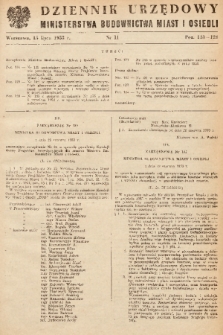 Dziennik Urzędowy Ministerstwa Budownictwa Miast i Osiedli. 1953, nr 11