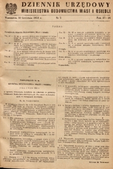 Dziennik Urzędowy Ministerstwa Budownictwa Miast i Osiedli. 1954, nr 5