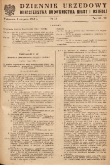 Dziennik Urzędowy Ministerstwa Budownictwa Miast i Osiedli. 1954, nr 13