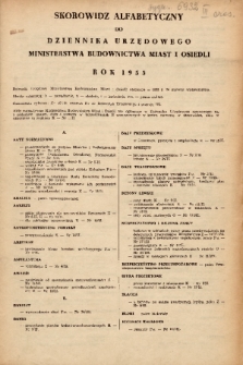Dziennik Urzędowy Ministerstwa Budownictwa Miast i Osiedli. 1955, skorowidz alfabetyczny