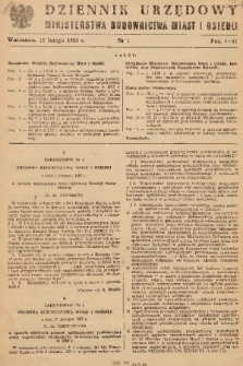 Dziennik Urzędowy Ministerstwa Budownictwa Miast i Osiedli. 1956, nr 1
