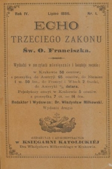 Echo Trzeciego Zakonu Św. o. Franciszka. R. 4, 1886, nr 1