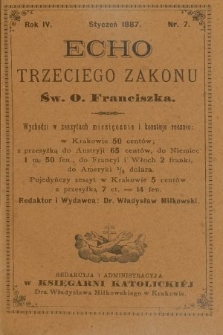 Echo Trzeciego Zakonu Św. o. Franciszka. R. 4, 1887, nr 7