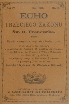 Echo Trzeciego Zakonu Św. o. Franciszka. R. 4, 1887, nr 11