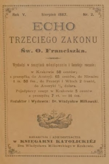Echo Trzeciego Zakonu Św. o. Franciszka. R. 5, 1887, nr 2