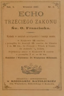Echo Trzeciego Zakonu Św. o. Franciszka. R. 5, 1887, nr 3