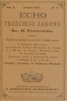 Echo Trzeciego Zakonu Św. o. Franciszka. R. 5, 1887, nr 5